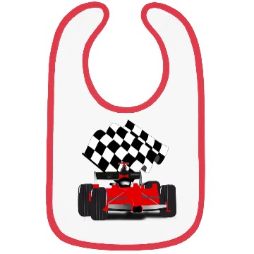 Discover Red Race Car with Checkered Flag Bibs