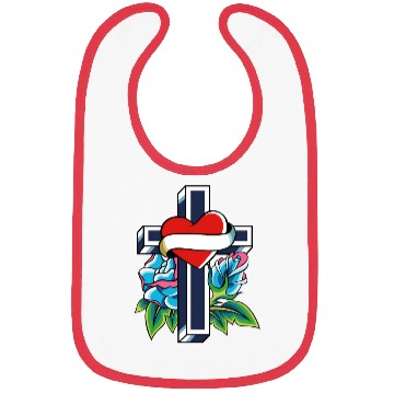 Discover Cross with heart and roses tattoo Bibs