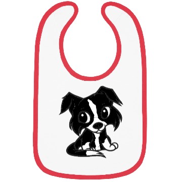 Discover border collie bw cartoon Bibs