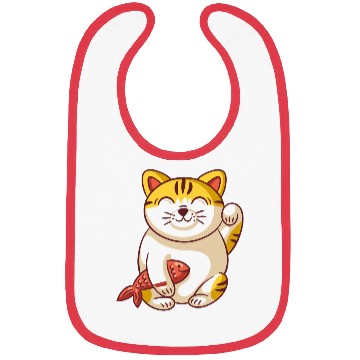 Discover Winking cat with fish Bibs