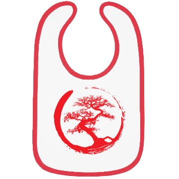 Discover Zen Bonsai Tree in Enso Circle (red) Bibs