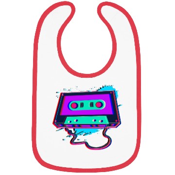 Discover 80s Music Cassette Tape : 3D, Neon, 80s songs Bibs