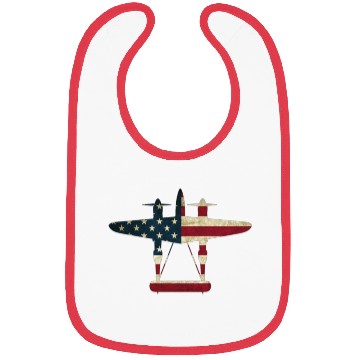 Discover US Flag P-38 Lightning Aircraft Warbird Plane Gift Bibs