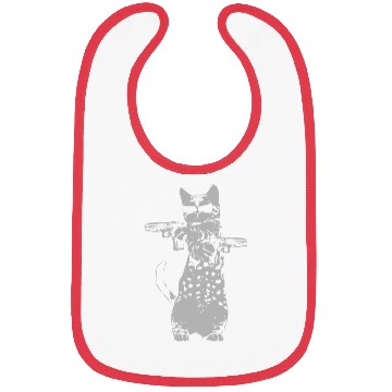 Discover Cat - gun kitty funny cat Bibs