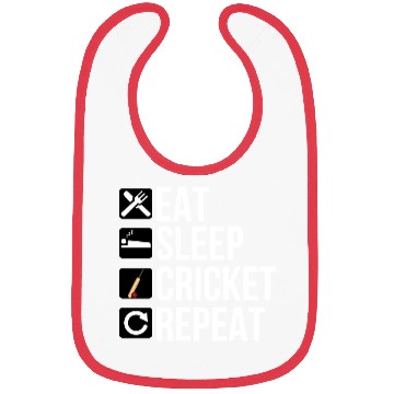 Discover Cricket Player Gift - Eat Sleep Cricket Repeat Bibs