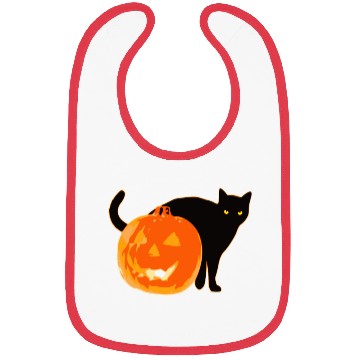 Discover Halloween Black Cat Jack o Lantern Pumpkin Funny Bibs