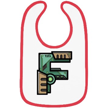 Discover Initial letter character gift idea robot present F Bibs