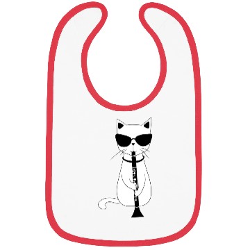 Discover Funny Cat Wearing Sunglasses Playing Oboe Bibs