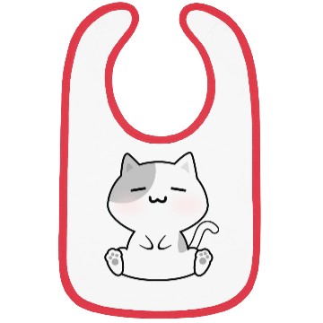 Discover Relaxed White Cat Cartoon Bibs