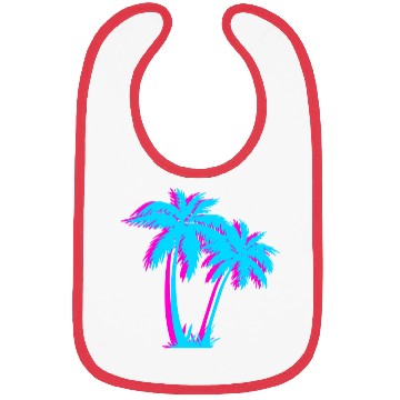 Discover Beach Vaporwave Palm Tree Gift Aesthetic Tropical Bibs