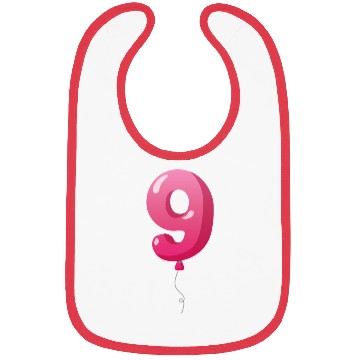Discover Number 9 Balloon, 9th birthday, 9 year old Bibs