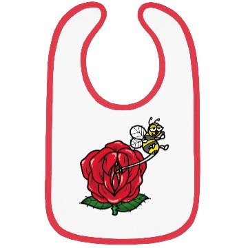 Discover FLOWER VAGINA Deflower Virgin Rose Bee funny Bibs