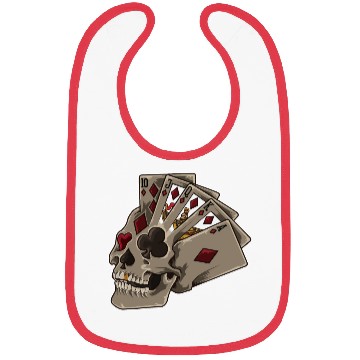 Discover Poker Skull | Card Dealer Gambler Luck Jackpot Bibs