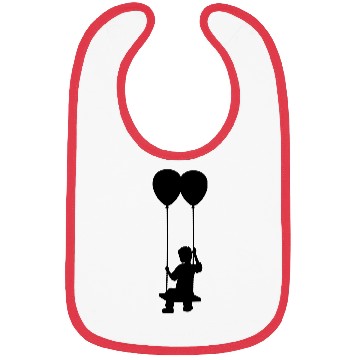 Discover swing boy fly air balloon hovering sky silhouette Bibs
