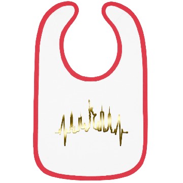Discover New York City Heartbeat Manhattan Skyline USA Gold Bibs