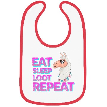 Discover cool Llama eat sleep loot Bibs
