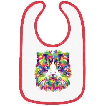 Discover Psychedelic Colorful Cat Abstract Kitten Bright Bibs