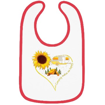 Discover Camping Makes Me happy Bibs Funny Sunflower