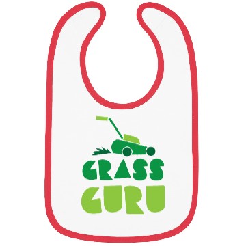 Discover Grass guru with green lawn mower Bibs