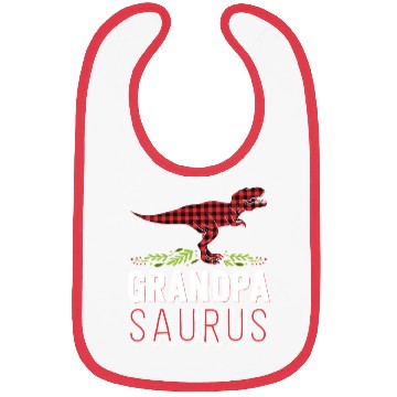Discover Grandpa Saurus T Rex Red Plaid Matching Family Bibs