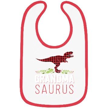 Discover Grandma Saurus T Rex Red Plaid Matching Family Bibs