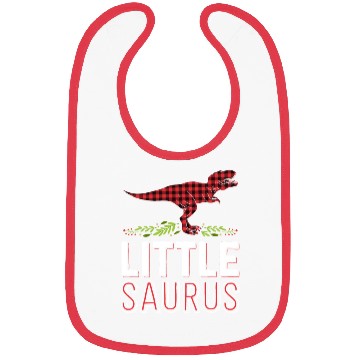 Discover Little Saurus T Rex Kid Red Plaid Matching Family Bibs