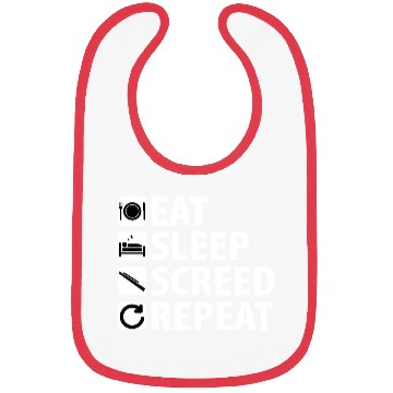 Discover Eat Sleep Screed Repeat (white text) Bibs