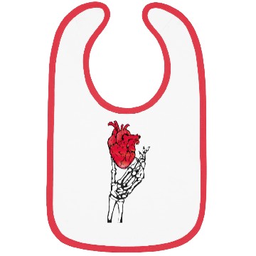 Discover Skeleton hand and red heart Bibs