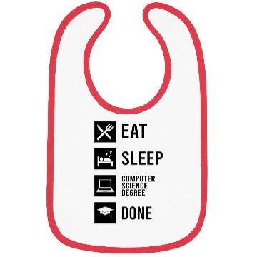 Discover Eat Sleep Computer Science Degree Done - Black Bibs