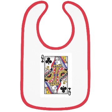 Discover queen of clubs playing card Bibs