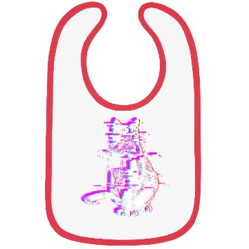 Discover Vaporwave Synthwave Glitch Cat Feline Kitty Bibs