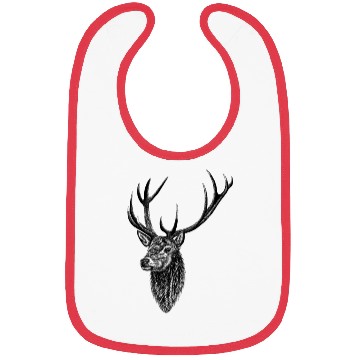Discover Red deer stag - ink illustration Bibs