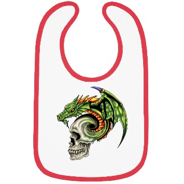 Discover skull head with green dragon Bibs