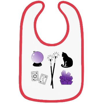 Discover witch magic wand crystal ball tarot crystal cat Bibs