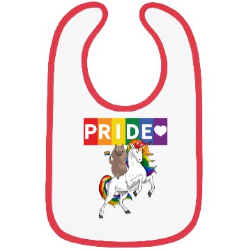 Discover LGBT Gay Pride Wombat Riding Rainbow Unicorn Bibs