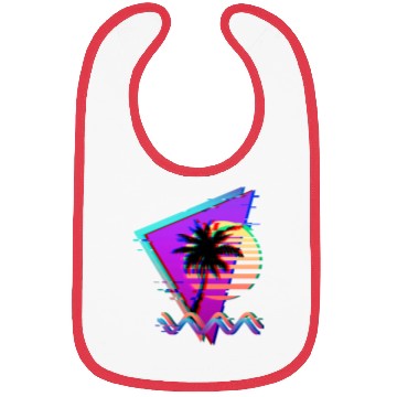 Discover Vaporwave Palm Tree Sunset 90s Glitch Aesthetic Bibs