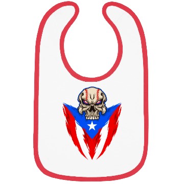 Discover Puerto Rico Baseball Skull Bibs