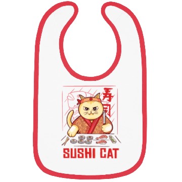 Discover Funny Sushi Cat Design Bibs