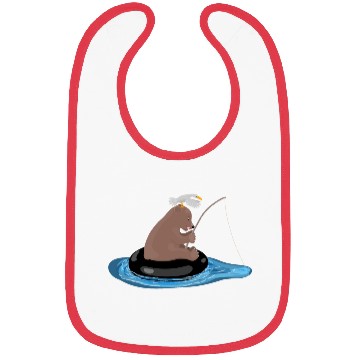 Discover Cute bear cub fishing cartoon illustration Bibs