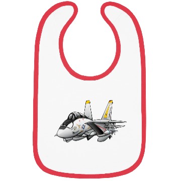 Discover F-14 Tomcat Military Fighter Jet Aircraft Cartoon Bibs