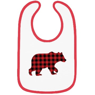 Discover Christmas Red Buffalo Plaid Check Vintage Bear Bibs