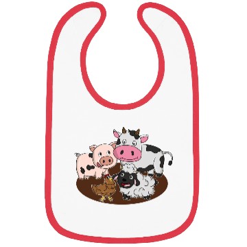 Discover Farm Animals Pig Cow Chicken Sheep Bibs