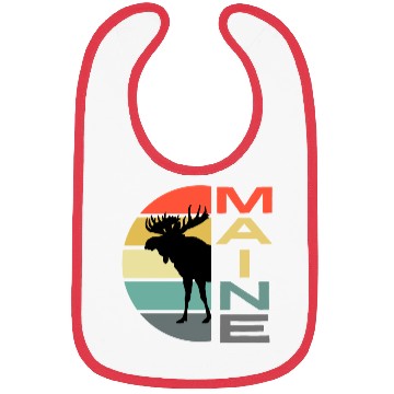 Discover Maine Moose Retro Sunset Acadia Nature Vintage Bibs