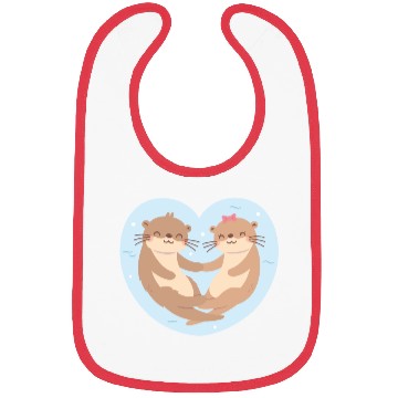 Discover Otter Couple In Love Blue Heart Bibs