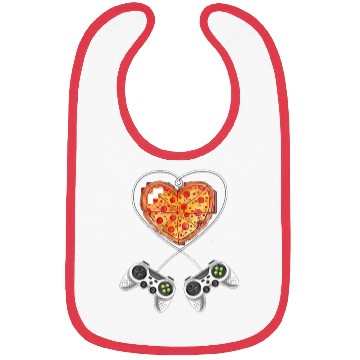 Discover Pizza Is My Video Game Controller Heart Valentines Bibs