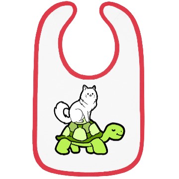 Discover Cat Riding Turtle for Turtle Theme Fan Bibs