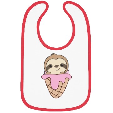 Discover Sloth Pink Ice Cream Waffle Cute Animals For Kids Bibs