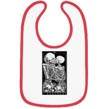 Discover Tarot Card Kissing Skeleton Love Skull Bones Bibs