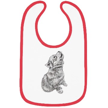 Discover Cute Baby Howling Wolf Cub Sketch Bibs
