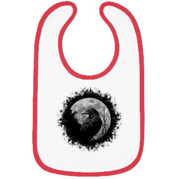 Discover Mystic Black Crow Artwork Full Moon Raven Bibs